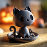 3D printed cat jewelry organizer with sculpted cat figure and tray base
