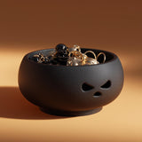 3D printed pumpkin jewelry organizer bowl with cutout-style face and raised base
