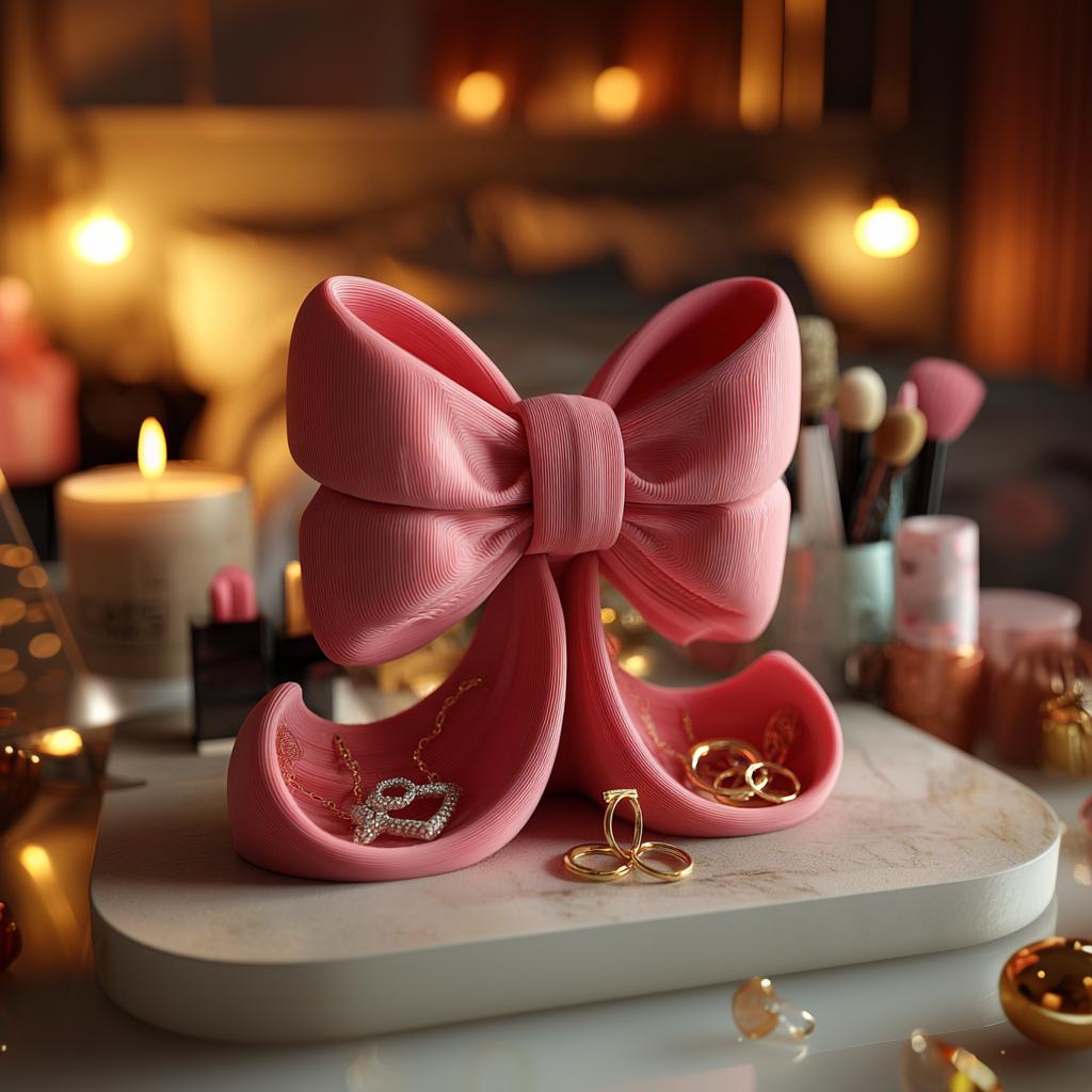 Ribbon-shaped jewelry organizer displayed from another angle.