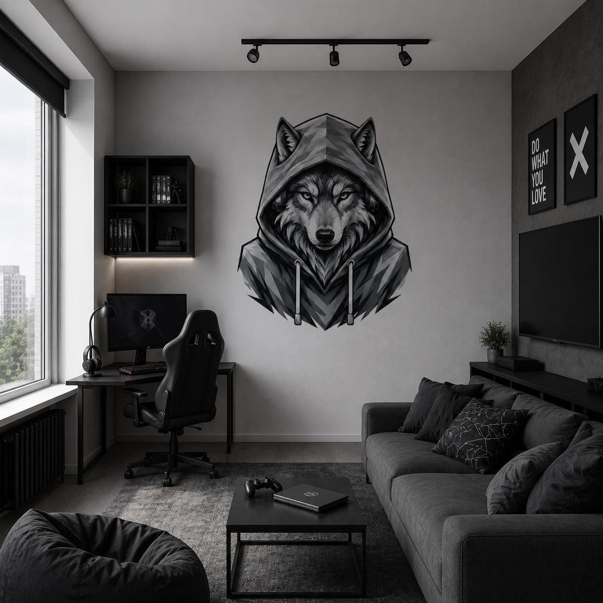 Product gallery view 15 of Wolf in Hoodie Wall Vinyl Decal.