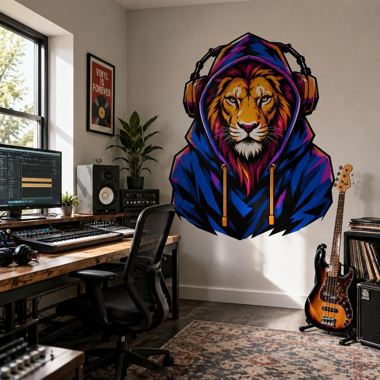 Alternate gallery view of Lion in Hoodie Wall Vinyl Decal.
