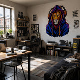 Alternate product presentation of Lion in Hoodie Wall Vinyl Decal.