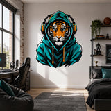 Product presentation view of Tiger in Hoodie Wall Vinyl Decal.