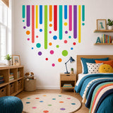 Product detail view of the colorful rainbow drip wall decal.