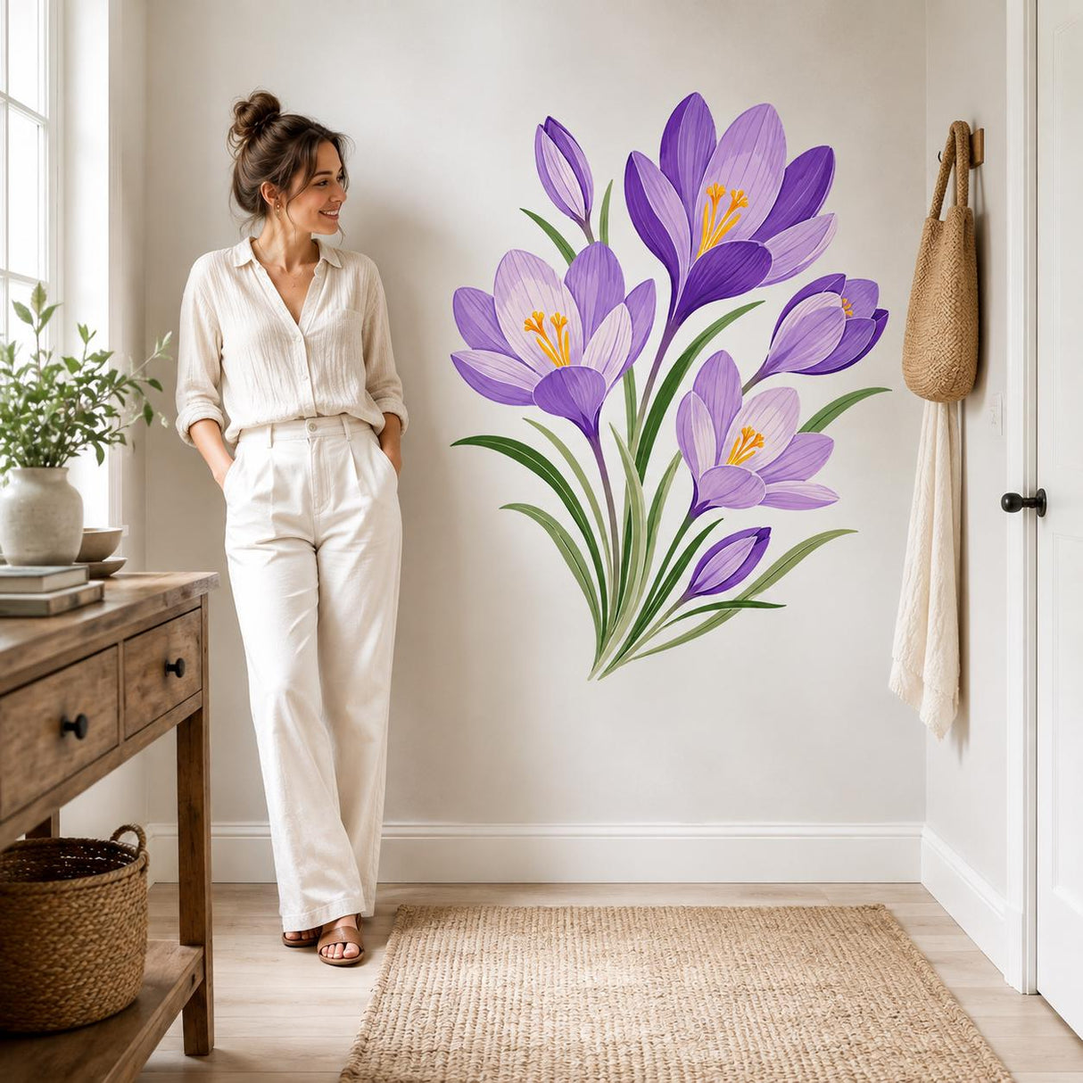 Additional product view of the purple crocus flower wall decal.