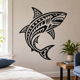 Alternate view of the tribal shark vinyl wall sticker.