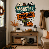 Additional product view of the Halloween Monster Crossing wall decal.