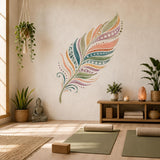 Product gallery view of the watercolor boho feather wall decal.