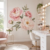 Product gallery view of the pink peony floral wall decal.