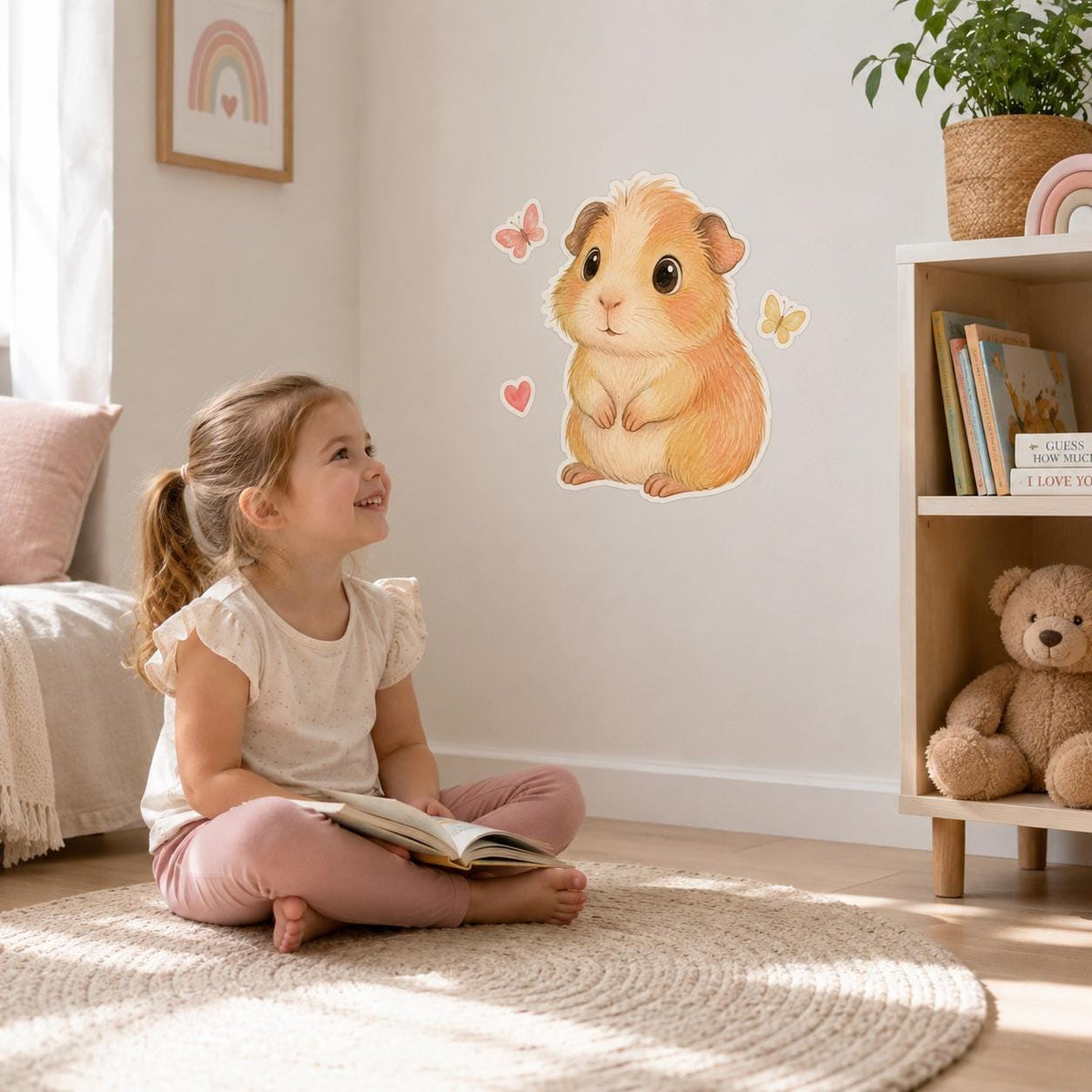 Product detail view of the cute guinea pig wall decal.