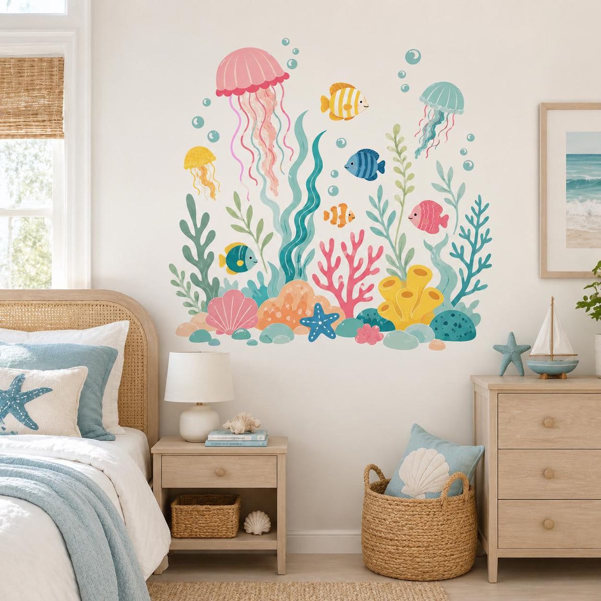 Alternate product view of the under-the-sea wall decal.
