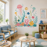 Underwater nursery decal shown in a room setting.