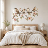 Product gallery view of the watercolor birds on a branch wall decal.