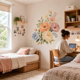 Product detail view of the pastel floral wall decal.