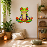 Additional product view of the red-eyed meditating frog wall decal.