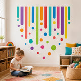 Additional product view of the colorful rainbow drip wall decal.