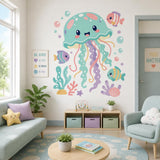 Product gallery view of the cute pastel jellyfish wall decal.