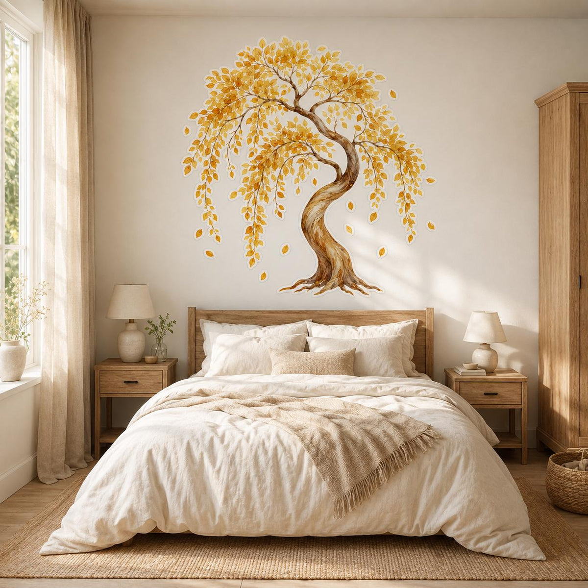 Product gallery view of the watercolor autumn tree wall decal.