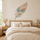 Additional product view of the watercolor boho feather wall decal.