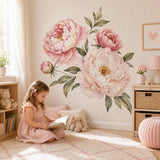 Product detail view of the pink peony floral wall decal.