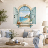 Additional product view of the coastal Mediterranean window wall decal.