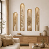 3D botanical wall niche decal shown in a room setting.