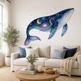 Additional product view of the celestial galaxy whale wall decal.