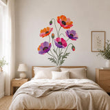 Product gallery view of the colorful poppy flower wall decal.