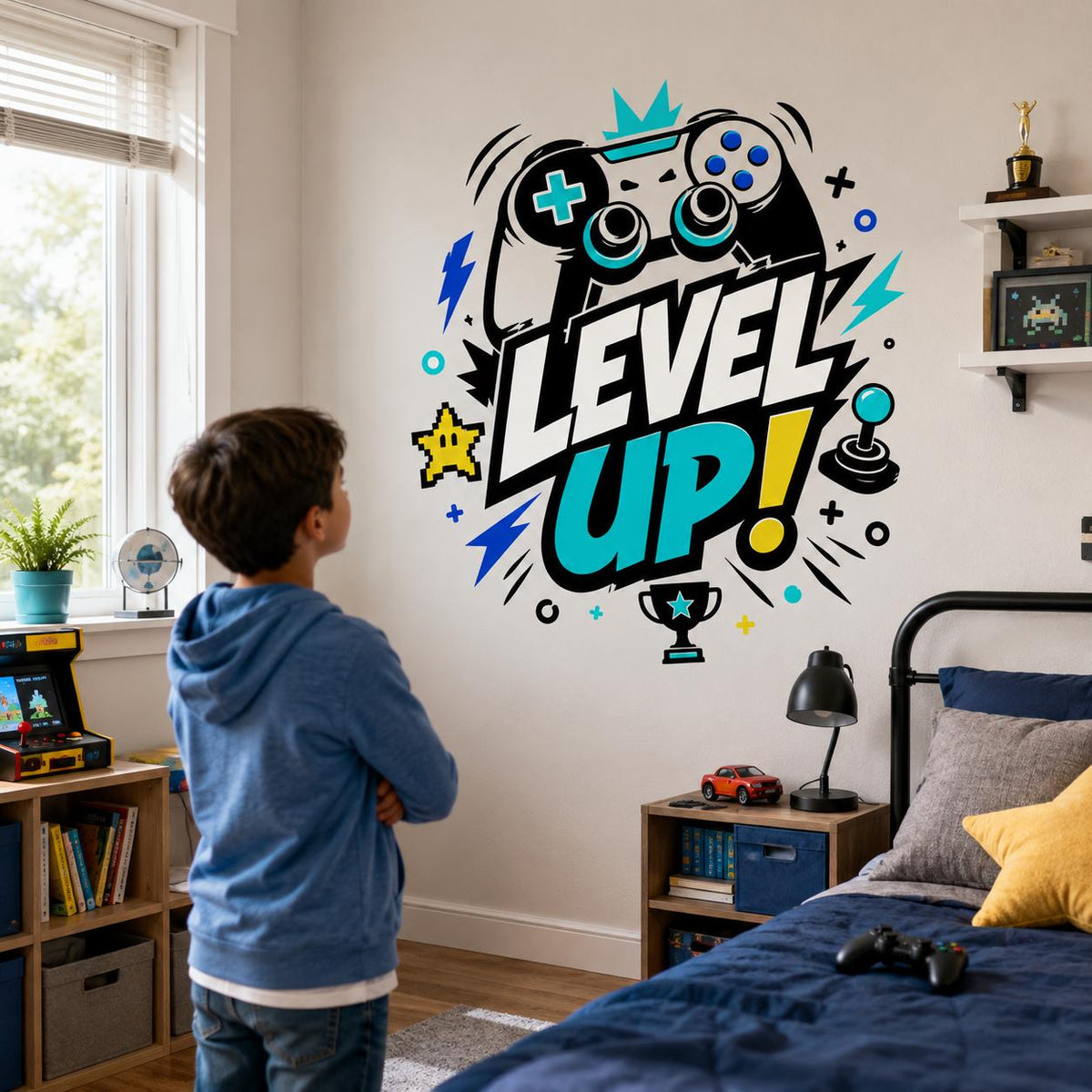 Product detail view of the Level Up controller wall sticker.