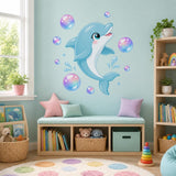 Product gallery view of the cute dolphin wall decal.