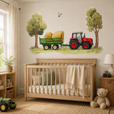 Additional product detail of the watercolor red tractor wall decal.