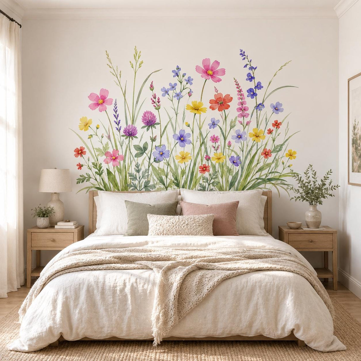 Additional product view of the watercolor wildflower wall decal.
