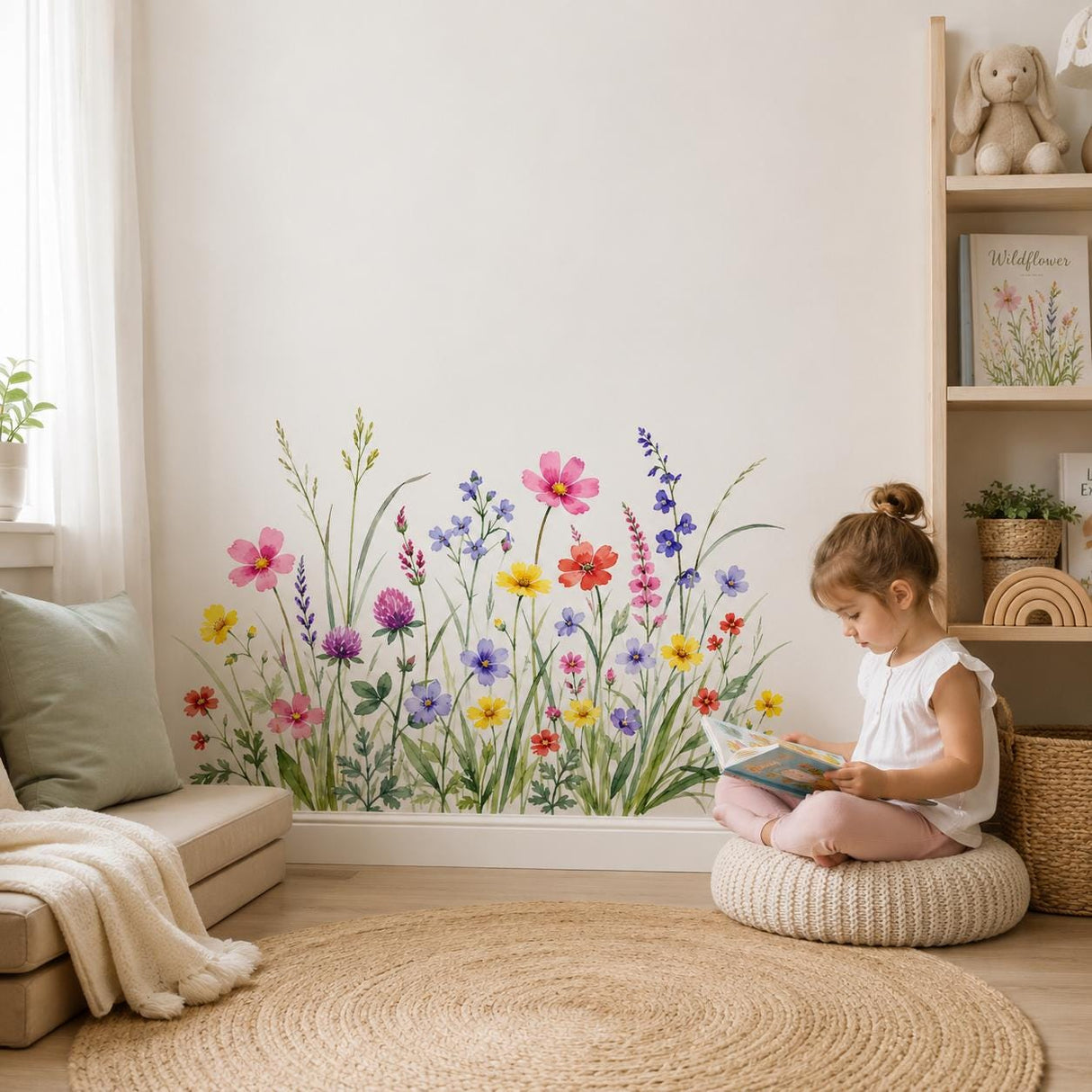 Product gallery view of the watercolor wildflower wall decal.
