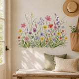 Additional product presentation of the watercolor wildflower wall decal.