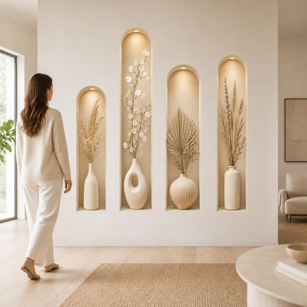 Product detail view of the 3D botanical wall niche decal.