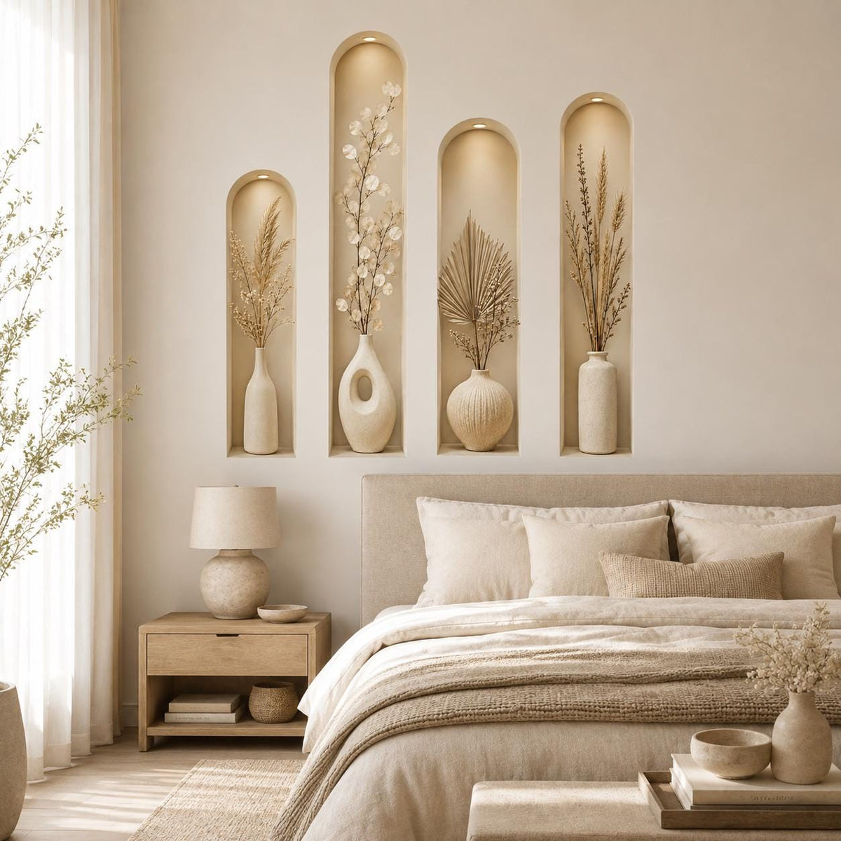 Product gallery view of the 3D botanical wall niche decal.