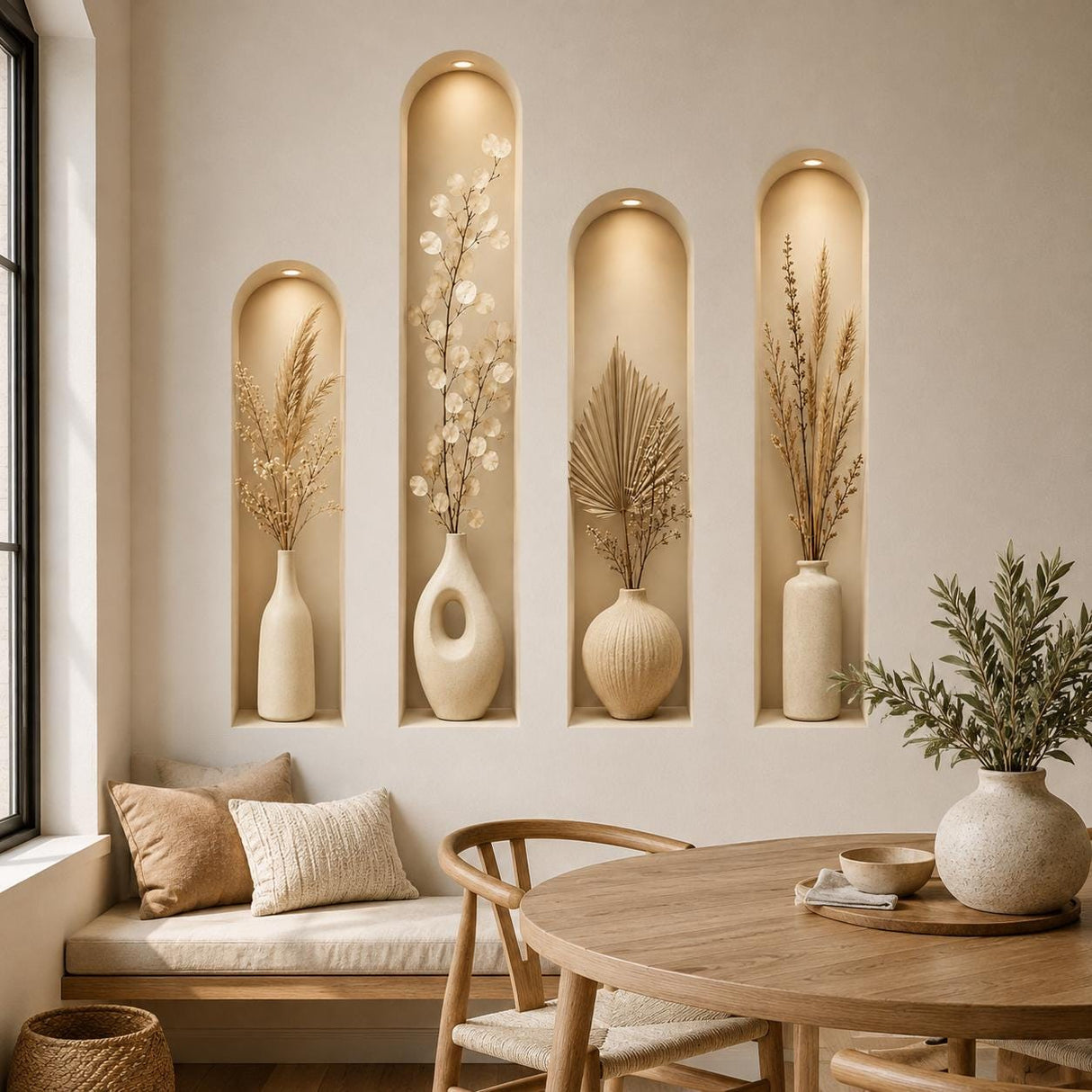 Additional product view of the 3D botanical wall niche decal.