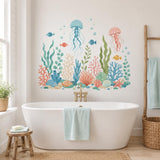 Additional product view of the under-the-sea jellyfish and coral wall decal.