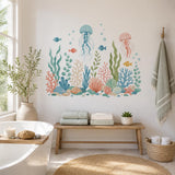 Product gallery view of the under-the-sea jellyfish and coral wall decal.