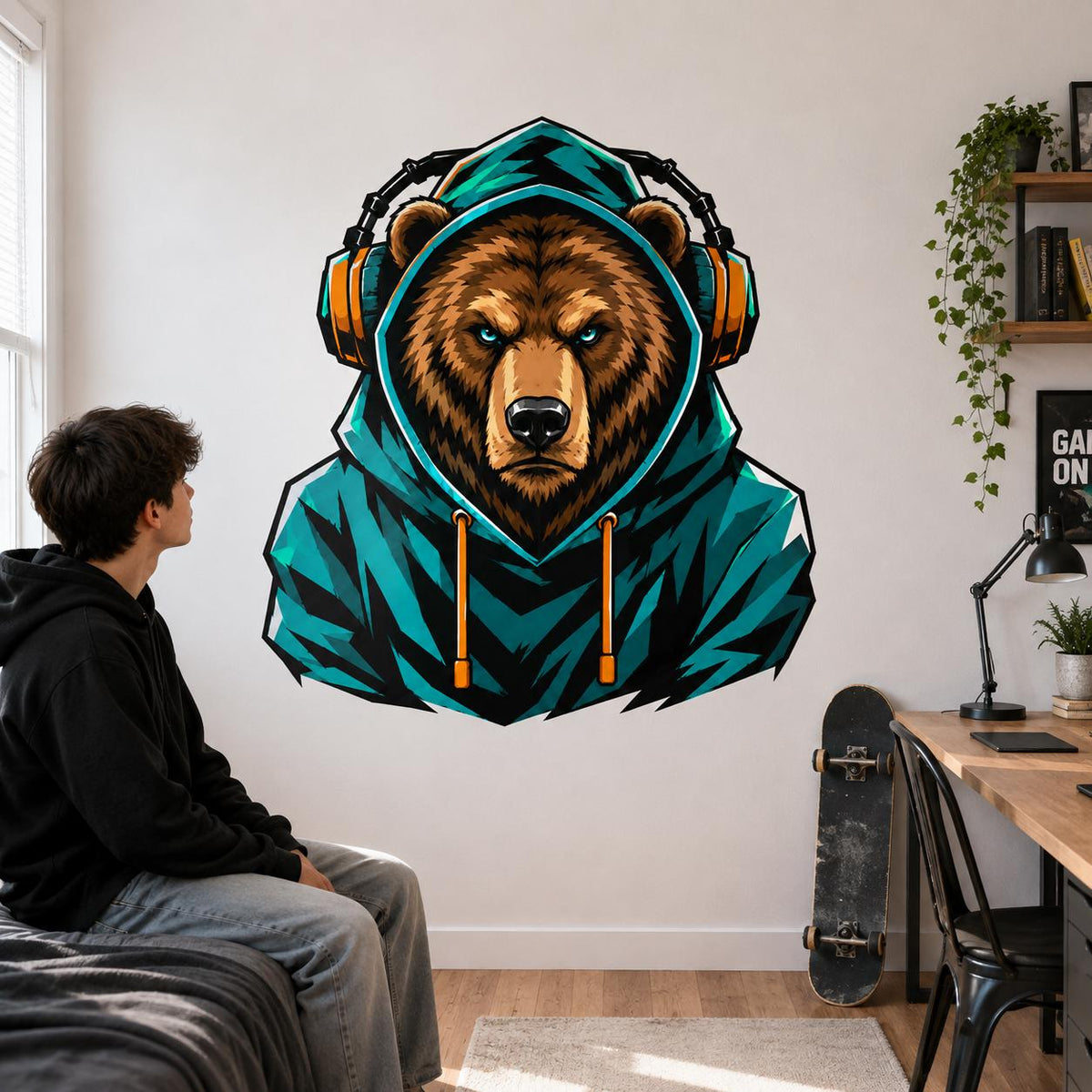 Additional product detail of the bear gamer wall decal.