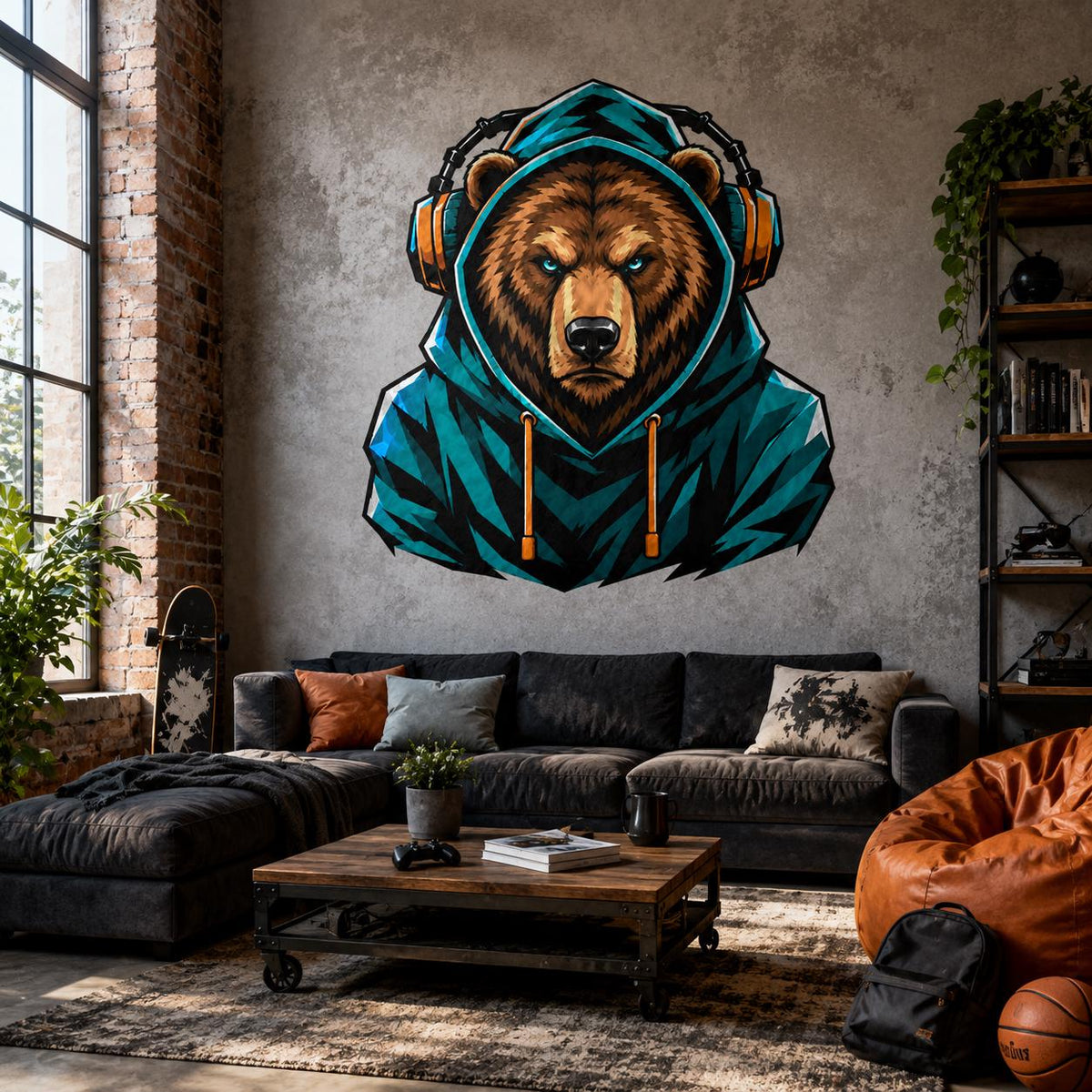 Alternate gallery view of the bear gamer wall decal.