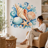 Alternate gallery view of the watercolor seashell wall decal.