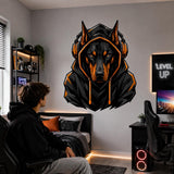 Additional product detail of the Doberman gamer wall decal.