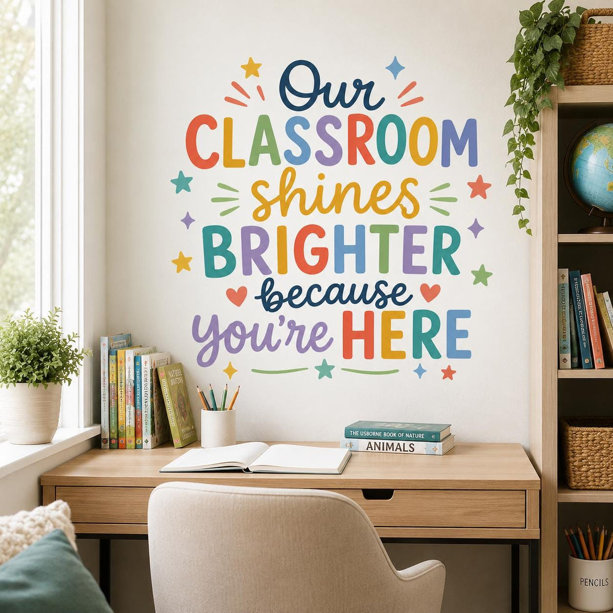 Additional product view of the Our Classroom Shines Brighter wall decal.