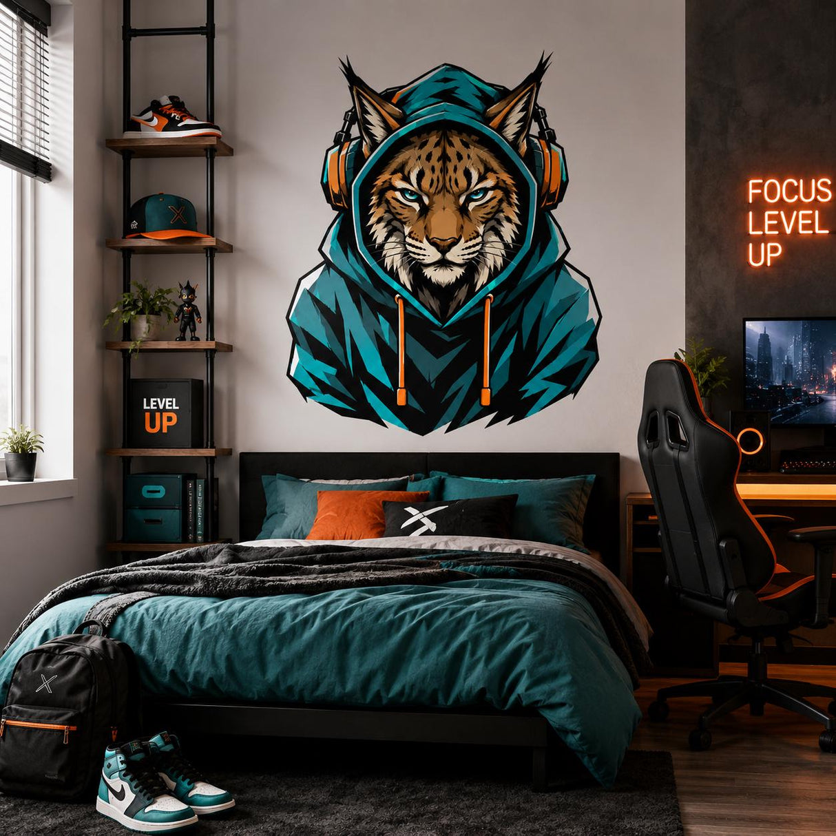 Lynx gamer wall decal displayed in an interior.