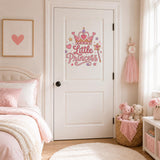 Настенная наклейка Little Princess с розовой короной для детской.
