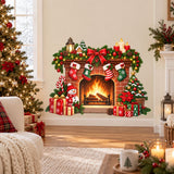 Christmas Fireplace Wall Decal | Holiday Mantel Wall Sticker | Stockings & Gifts Decor | Cozy Xmas Living Room Wall Art | Fireplace Wall Art