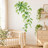 Watercolor Vine Wall Decal | Green Leaf Wall Sticker | Botanical Nursery Decor | Hanging Plant Vinyl Decor for Kids Room | Eco Solvent Ink