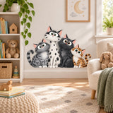 Four Cartoon Cats Wall Decal | Cute Cat Nursery Decor | Kids Room Animal Wall Sticker | Whimsical Cat Lover Wall Decoration | Printed Vinyl