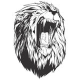 Black roaring lion head vinyl wall sticker.